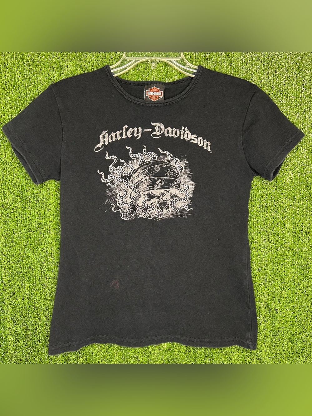 Harley Davidson Shirt Women L Black Motorcycle 2007 Y2K Vintage New Braunfels Tx